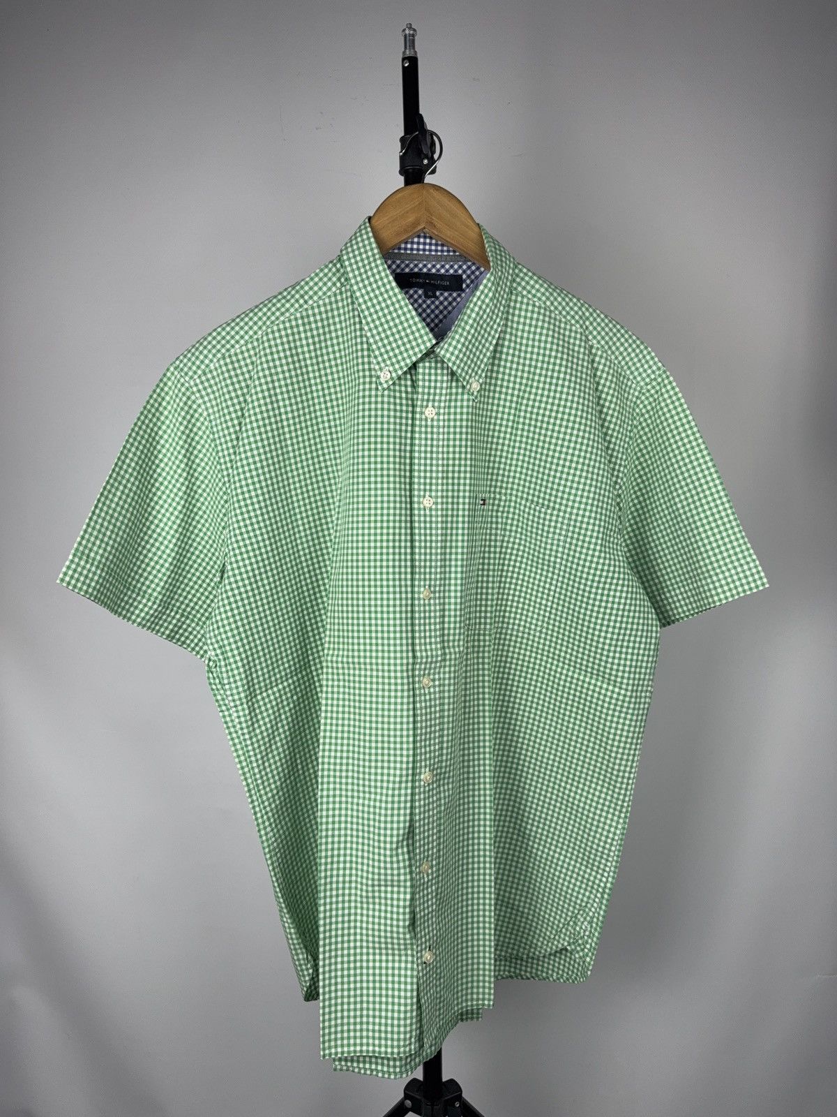 Tommy Hilfiger Vintage Tommy Hilfiger Green Gingham Short Sleeve Shirt XL Size US XL / EU 56 / 4 - 1 Thumbnail