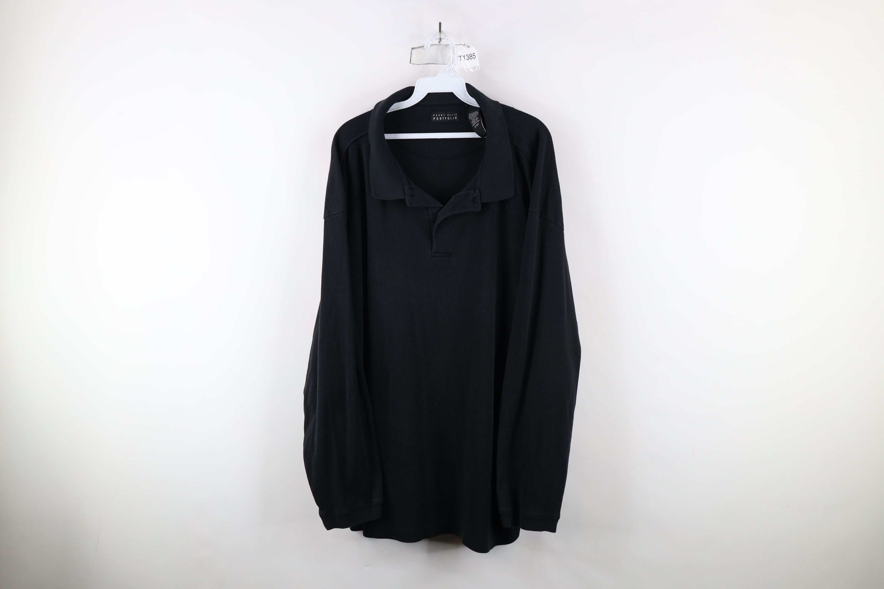 Vintage Vintage 90s Streetwear Knit Long Sleeve Rugby Polo Black Size US XXL / EU 58 / 5 - 1 Thumbnail