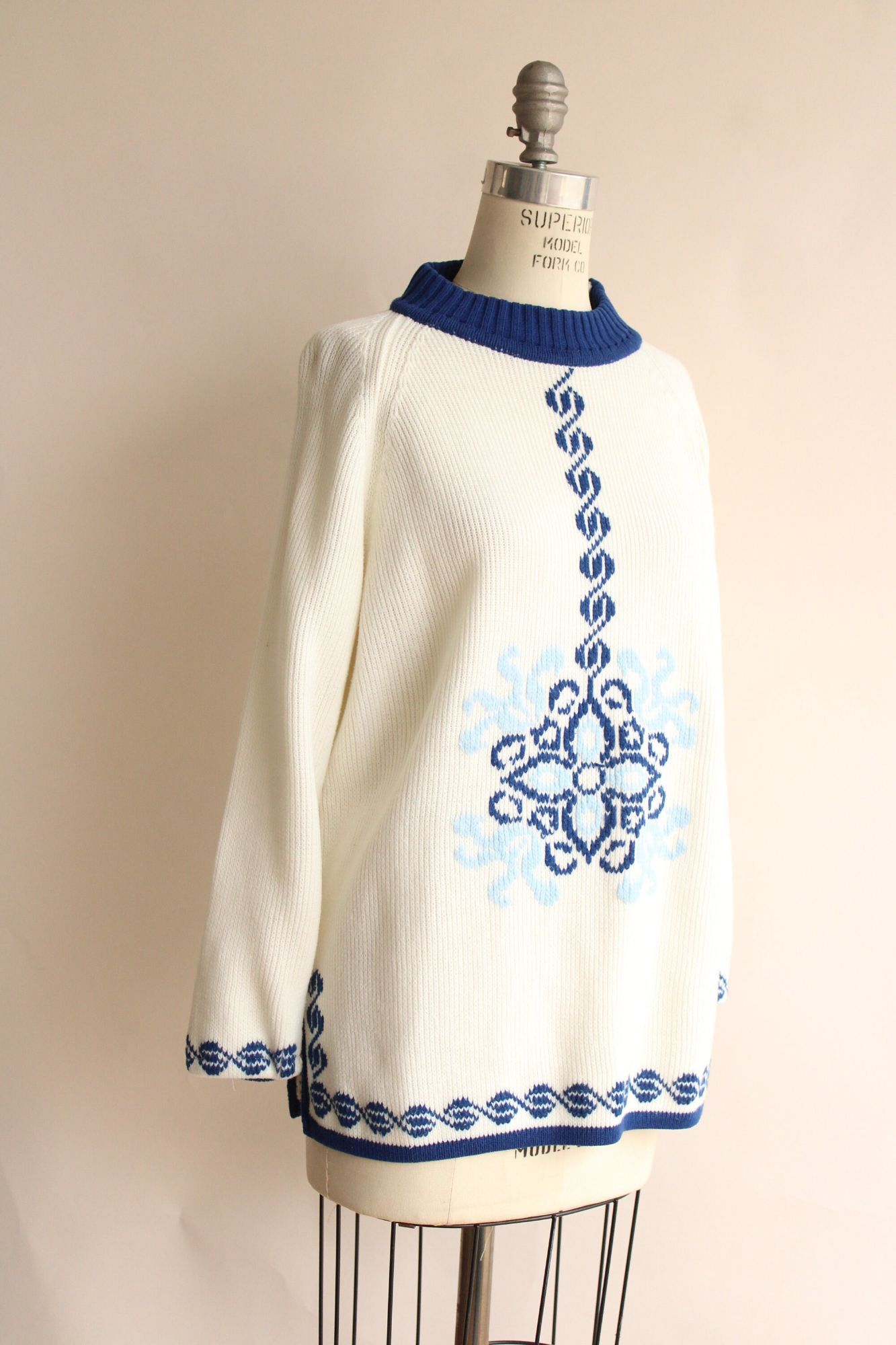Vintage Vintage 1970s Sweater, The Campus Shop Nordic Style Blue and Size L / US 10 / IT 46 - 4 Thumbnail