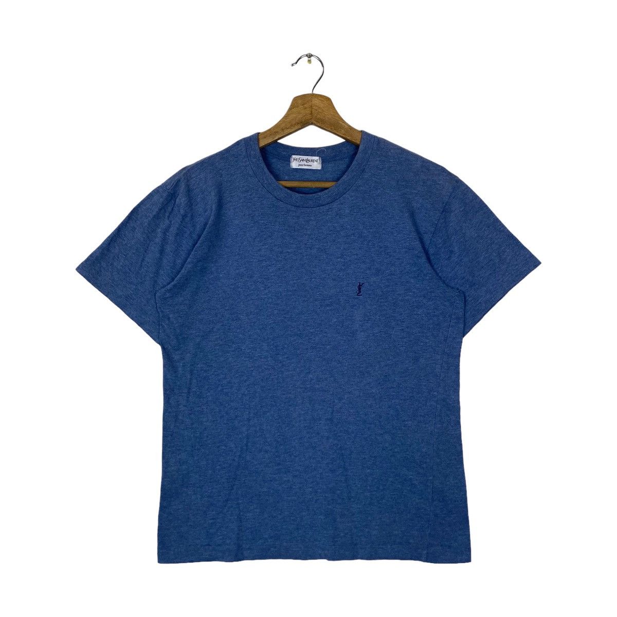image of YSL Pour Homme Vintage YVES Saint Laurent Pour Homme Logo Pullover Jumper in Blue, Women's (Size Sm