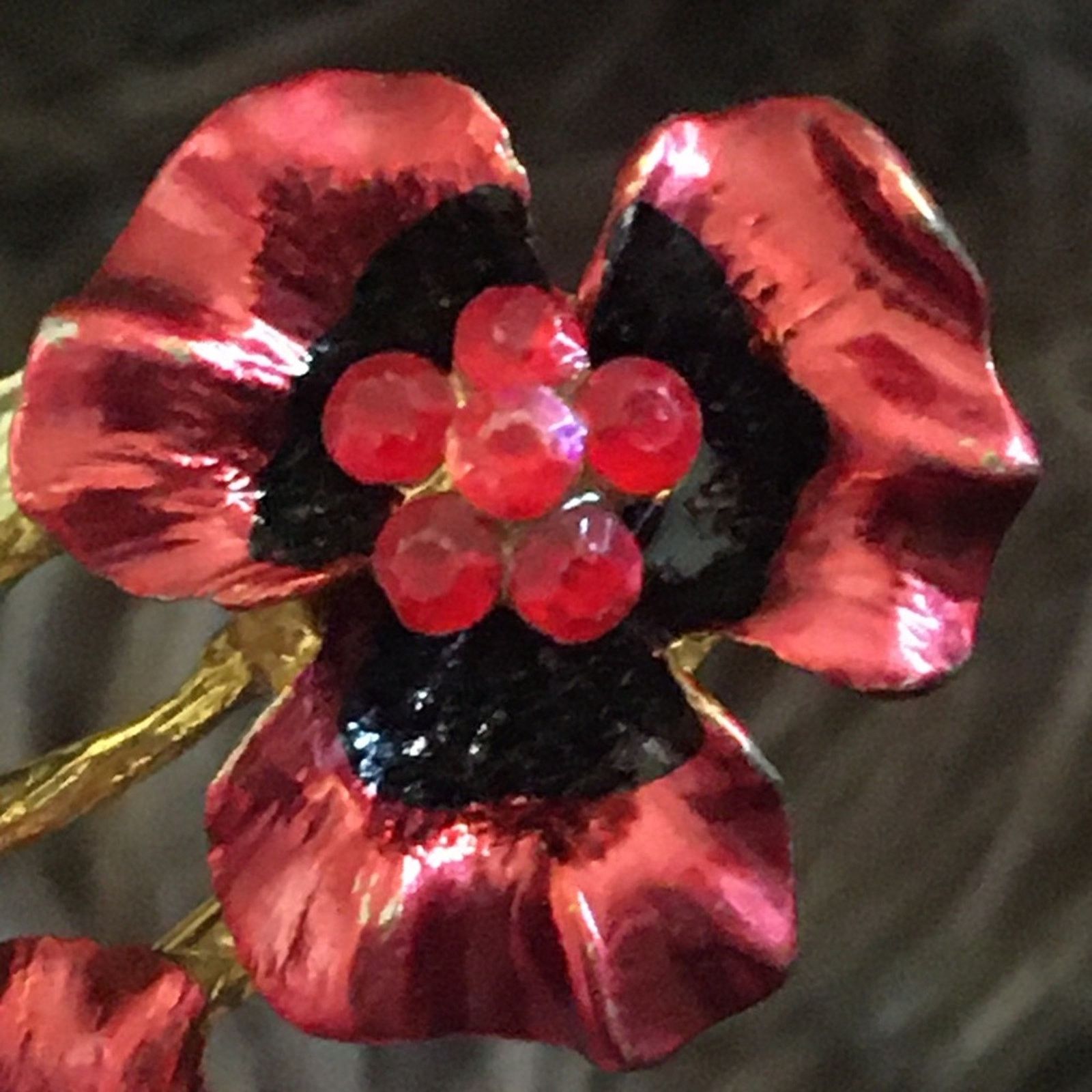 Vintage Vintage rhinestone gold setting floral brooch Size ONE SIZE - 3 Thumbnail