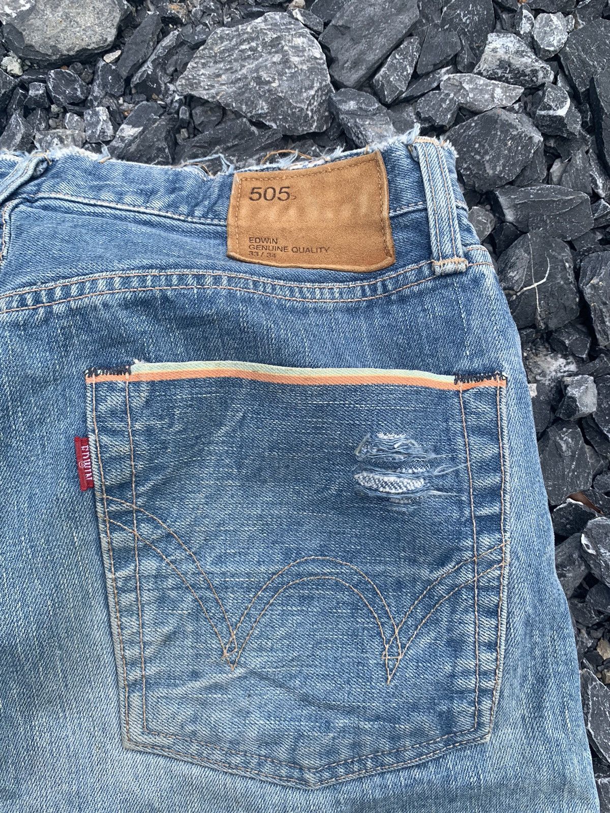 Kapital EDWIN 505s SELVEDGE RUSTY DISTRESSED SHORT DENIM Size US 32 / EU 48 - 12 Thumbnail