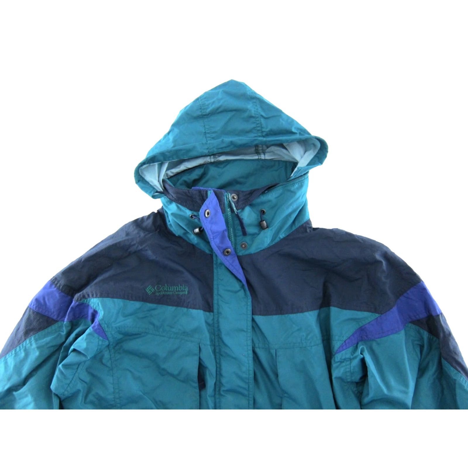 Vintage VINTAGE Columbia Jacket Women M-L Windbreaker Nylon Hooded Green Blue Cinch Parka Jacket Women M-L Size M / US 6-8 / IT 42-44 - 4 Thumbnail