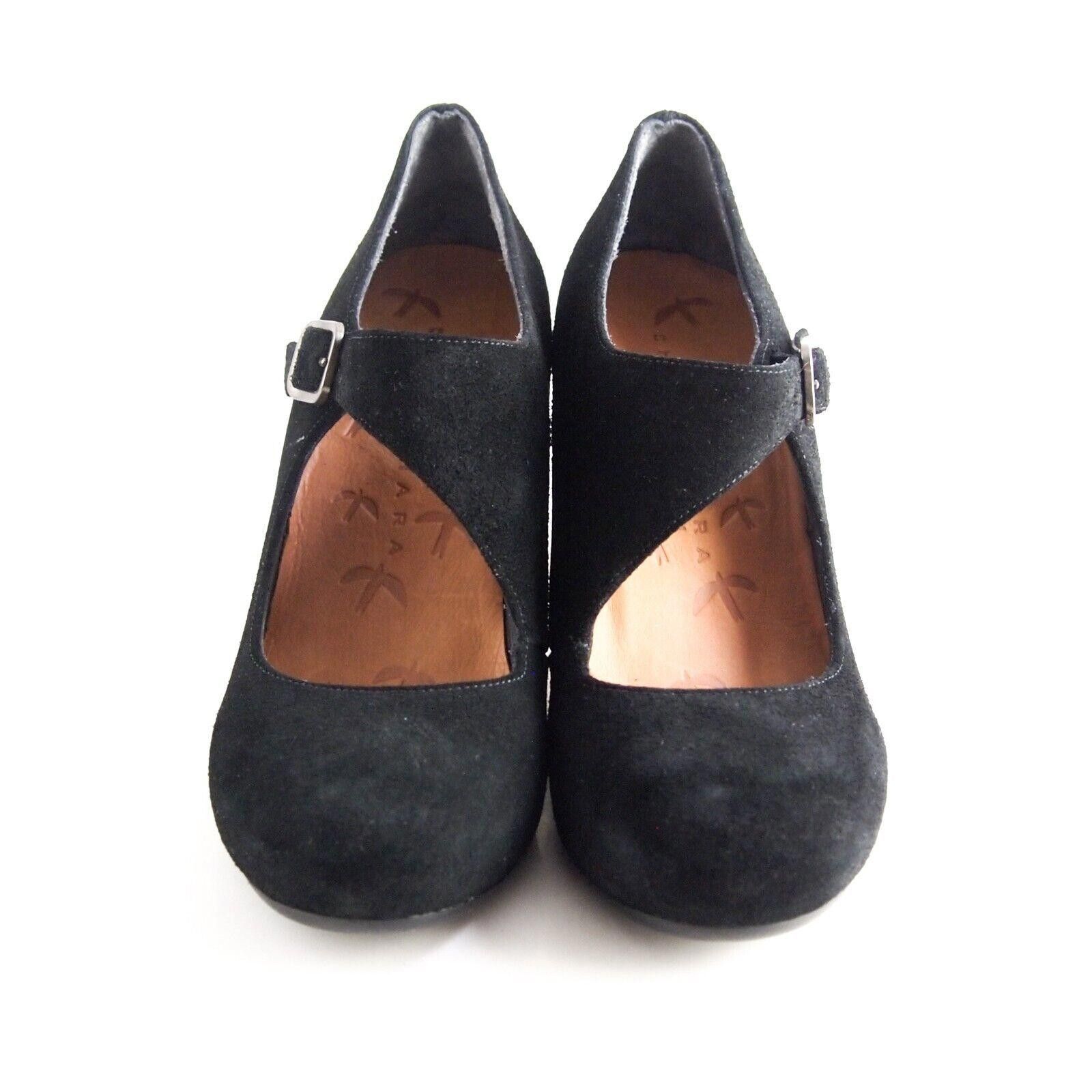 Designer Chie Mihara Mary Jane Sandals Black Suede US 7.5 EU 37.5 Size US 7.5 / IT 37.5 - 3 Thumbnail