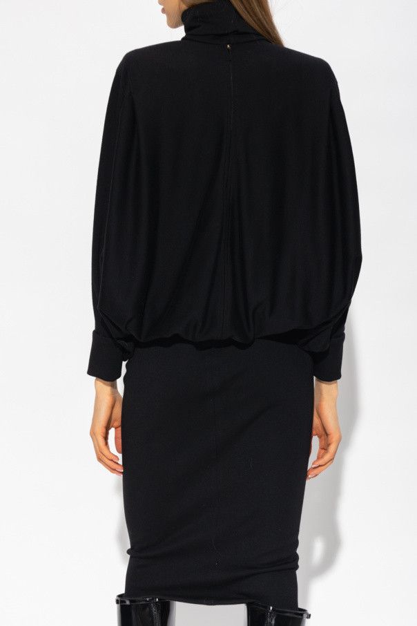 Saint Laurent Paris o1s1wg111024 Oversize Long Dress in Wool Jersey in Black Size M / US 6-8 / IT 42-44 - 4 Thumbnail