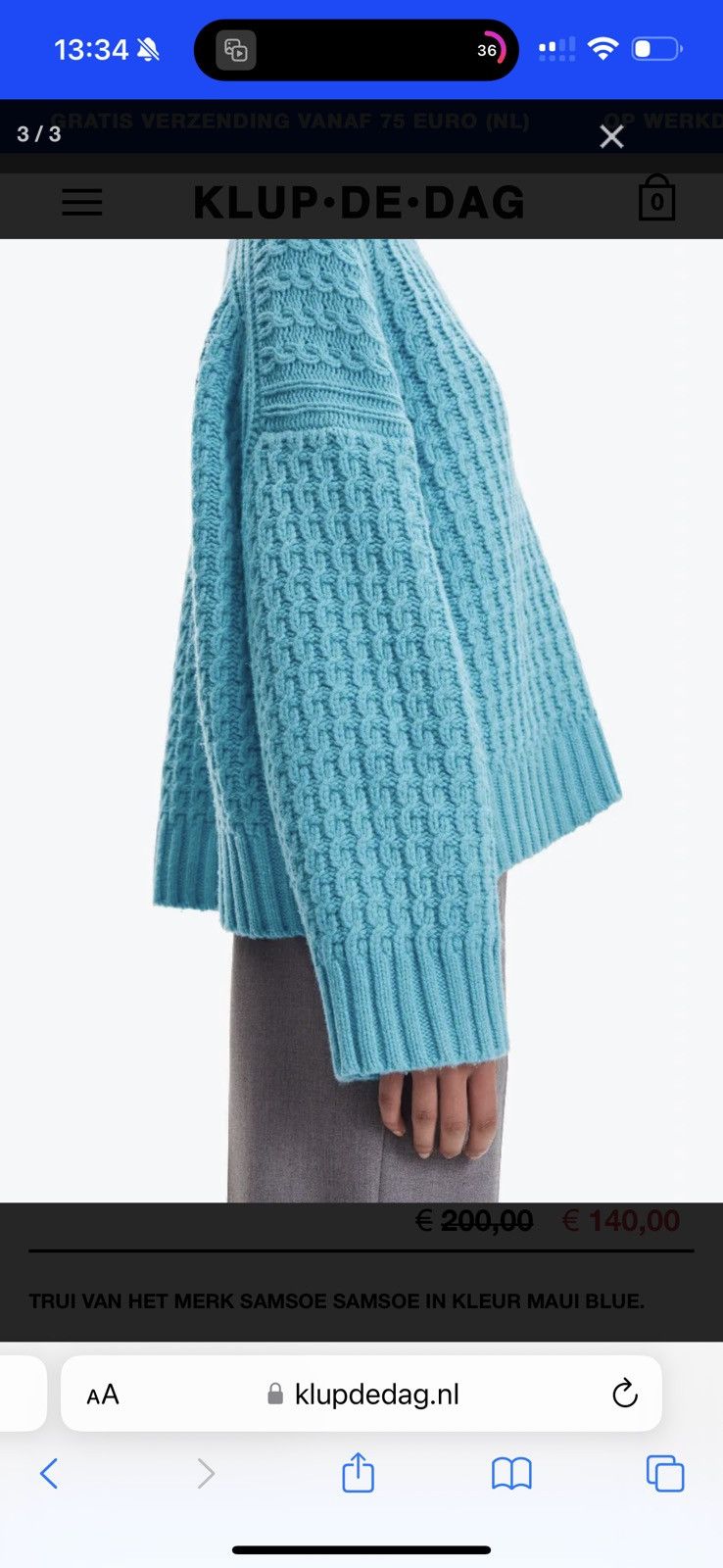 Samsoe Samsoe BNWOT SAMSOE SAMSOE M Light Blue Aline V neck knit wool Size M / US 6-8 / IT 42-44 - 8 Thumbnail