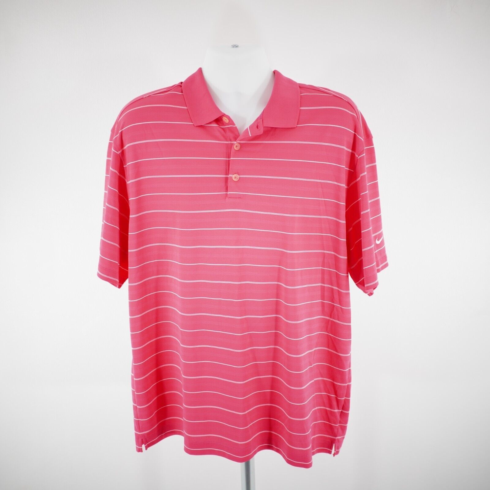 Nike Nike Golf Dri-Fit Pink Striped Polyester XL Short Sleeve Pol Size US XL / EU 56 / 4 - 4 Thumbnail