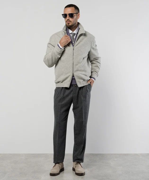 Brunello Cucinelli o1w1db10326 Jacket With Wool in Grey Size US L / EU 52-54 / 3 - 3 Thumbnail