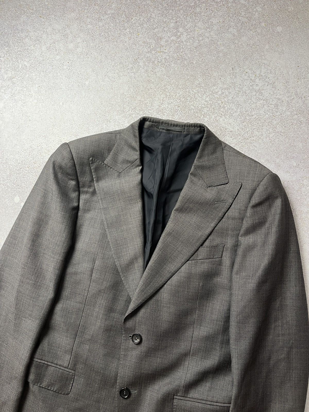 Gucci GUCCI Grey Wool Suit Jacket Peak Lapel 2 Button Blazer Size 38R - 2 Thumbnail