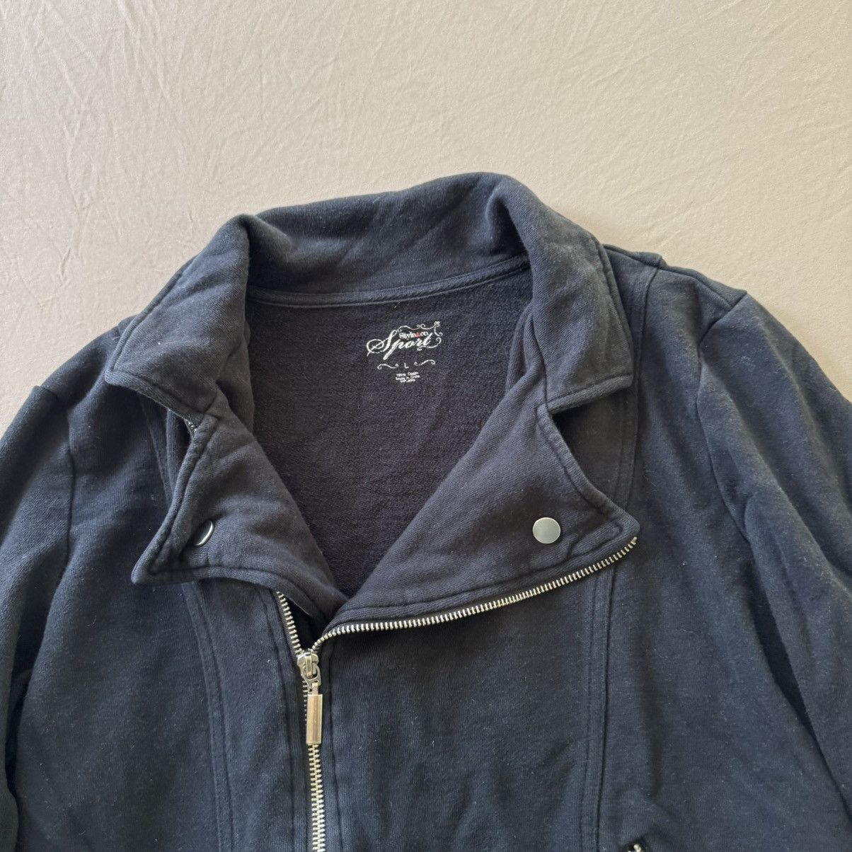 Style & Co Style & Co. Sport French Terry Moto Jacket Size L / US 10 / IT 46 - 3 Thumbnail