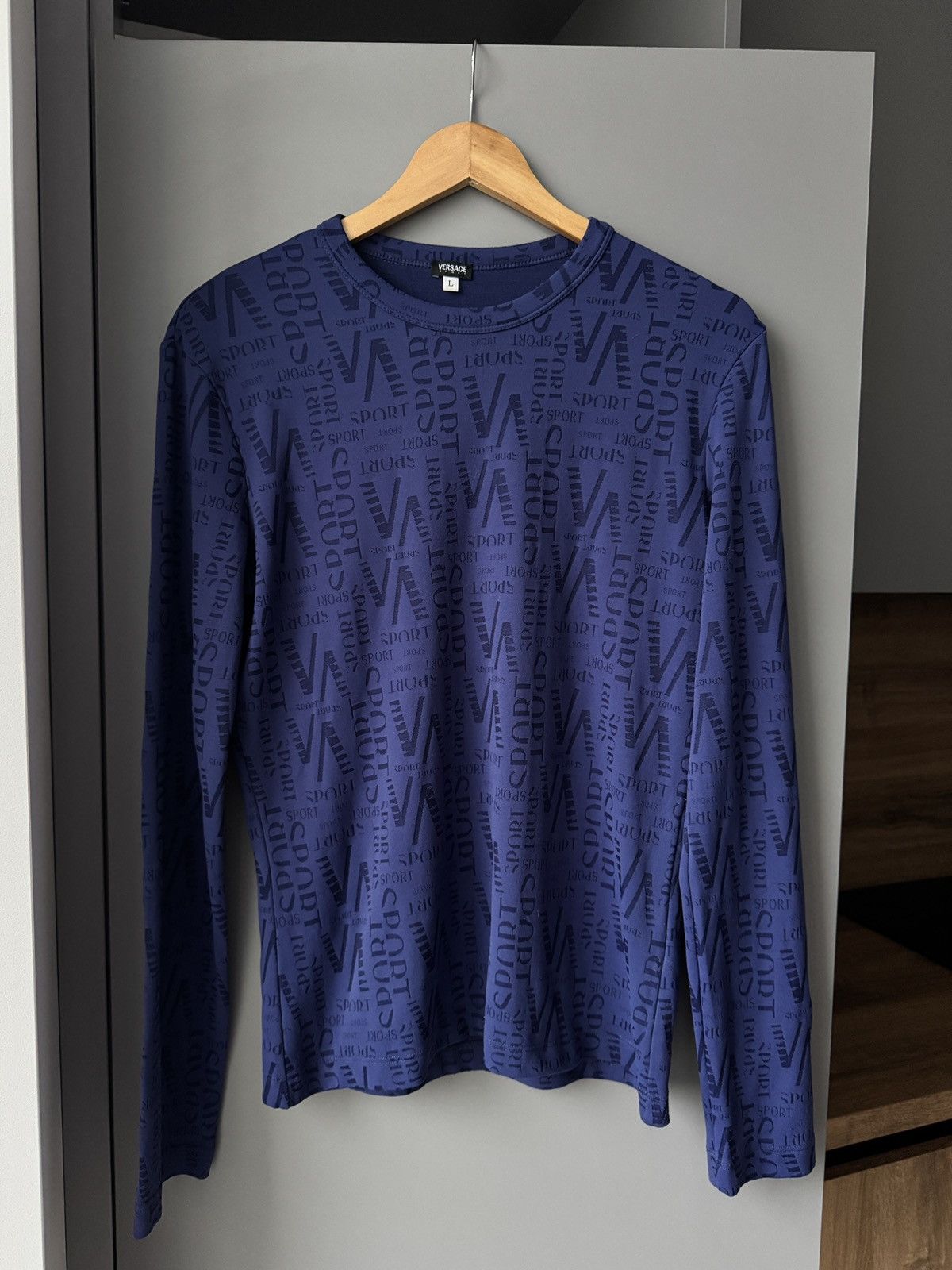 Versace × Vintage Vintage Versace Sport All Over Logo Printed Long-Sleeve Top Size US L / EU 52-54 / 3 - 1 Thumbnail