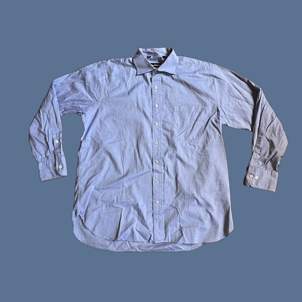 Paul Stuart Paul Stuart Dress Shirt Men’s 17 31 Blue Knit Cotton Long Sleeve Button Collared, Regular Fit, 46 Chest, 29 in, Solid, Classic Designer, Business Mens Size 46R - 1 Thumbnail