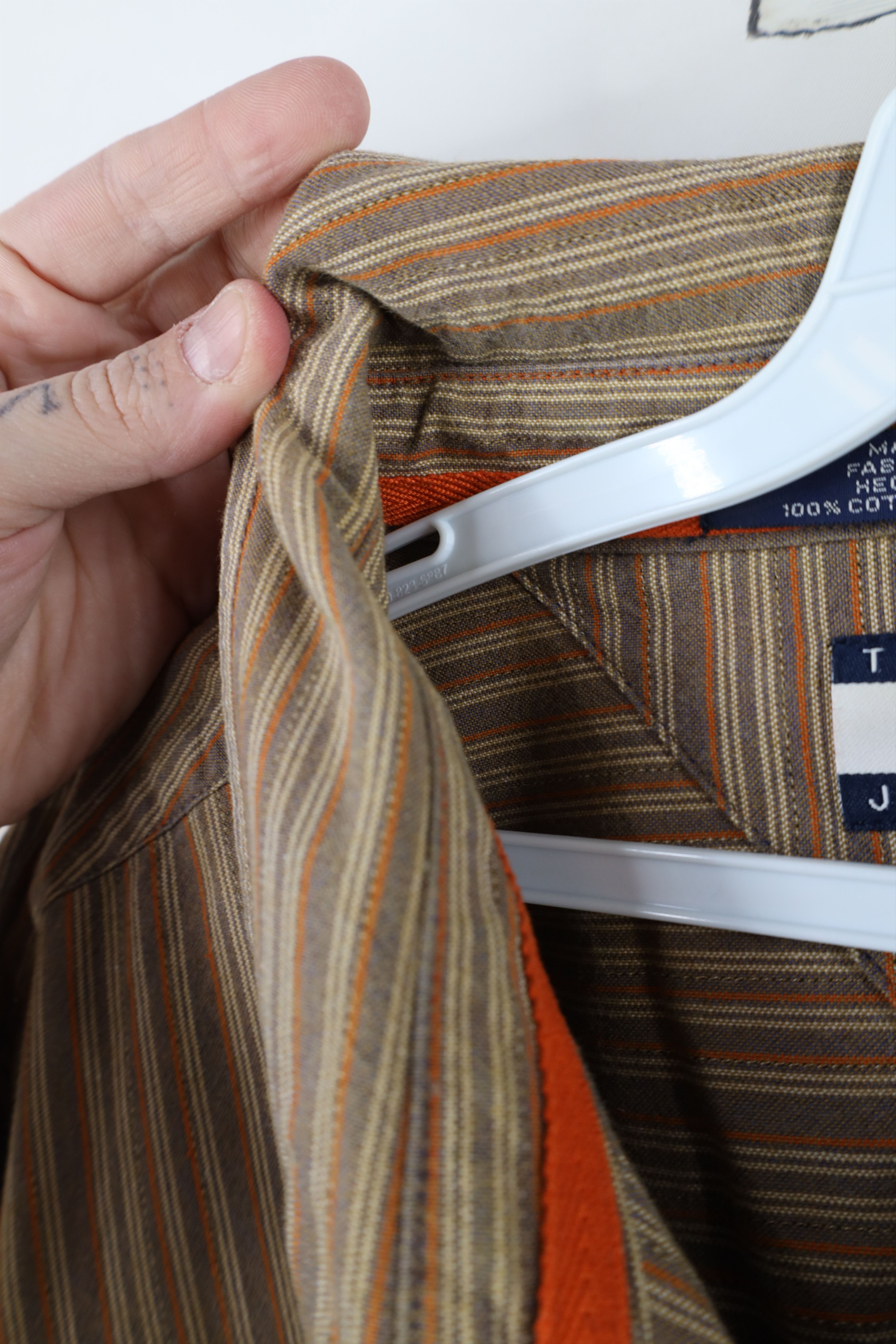 Tommy Hilfiger × Vintage Vintage 90s Tommy Hilfiger Heavyweight Striped Button Shirt Size US XXL / EU 58 / 5 - 9 Thumbnail