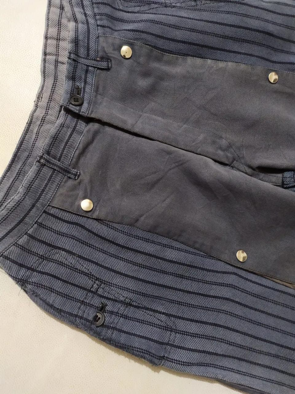 Japanese Brand Buso Uomo Nice Design Mid Button Stripe Pants Size US 27 - 4 Thumbnail