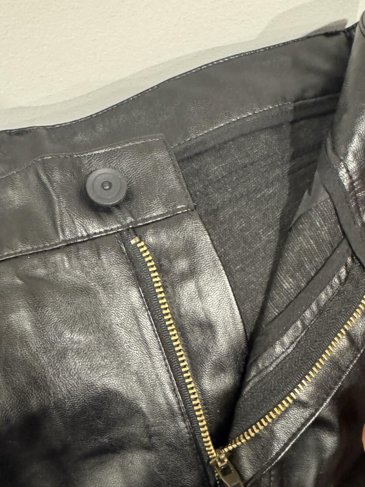 The Unbranded Brand Black Faux Leather Pants Womens Straight Leg High Waist M Size 32" / US 10 / IT 46 - 6 Thumbnail