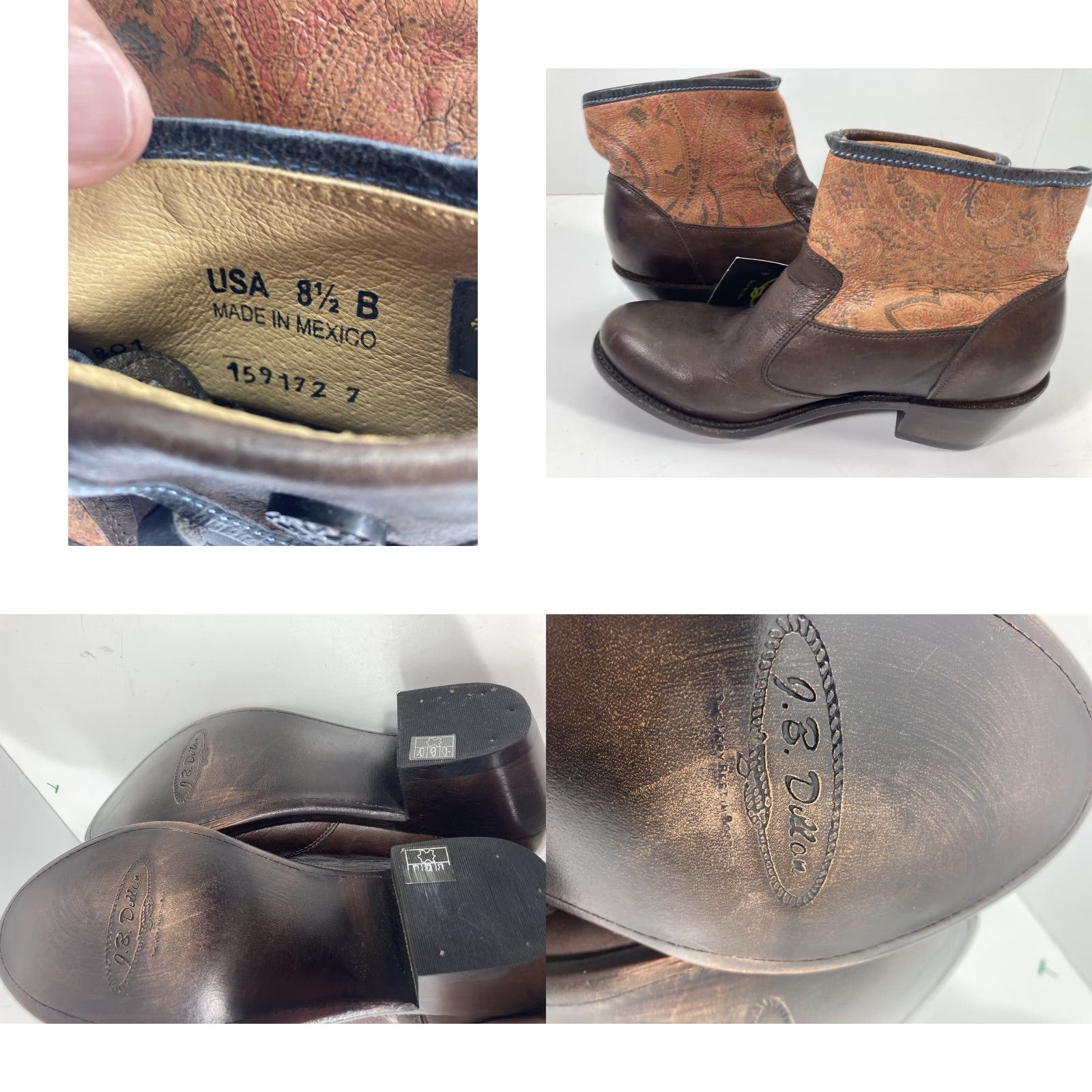 Vintage J.B. Dillon Ankle Boots Women Size 8.5 B Brown Leather Side Zip 2 Inch Heel NWT Size US 9 / IT 39 - 8 Thumbnail