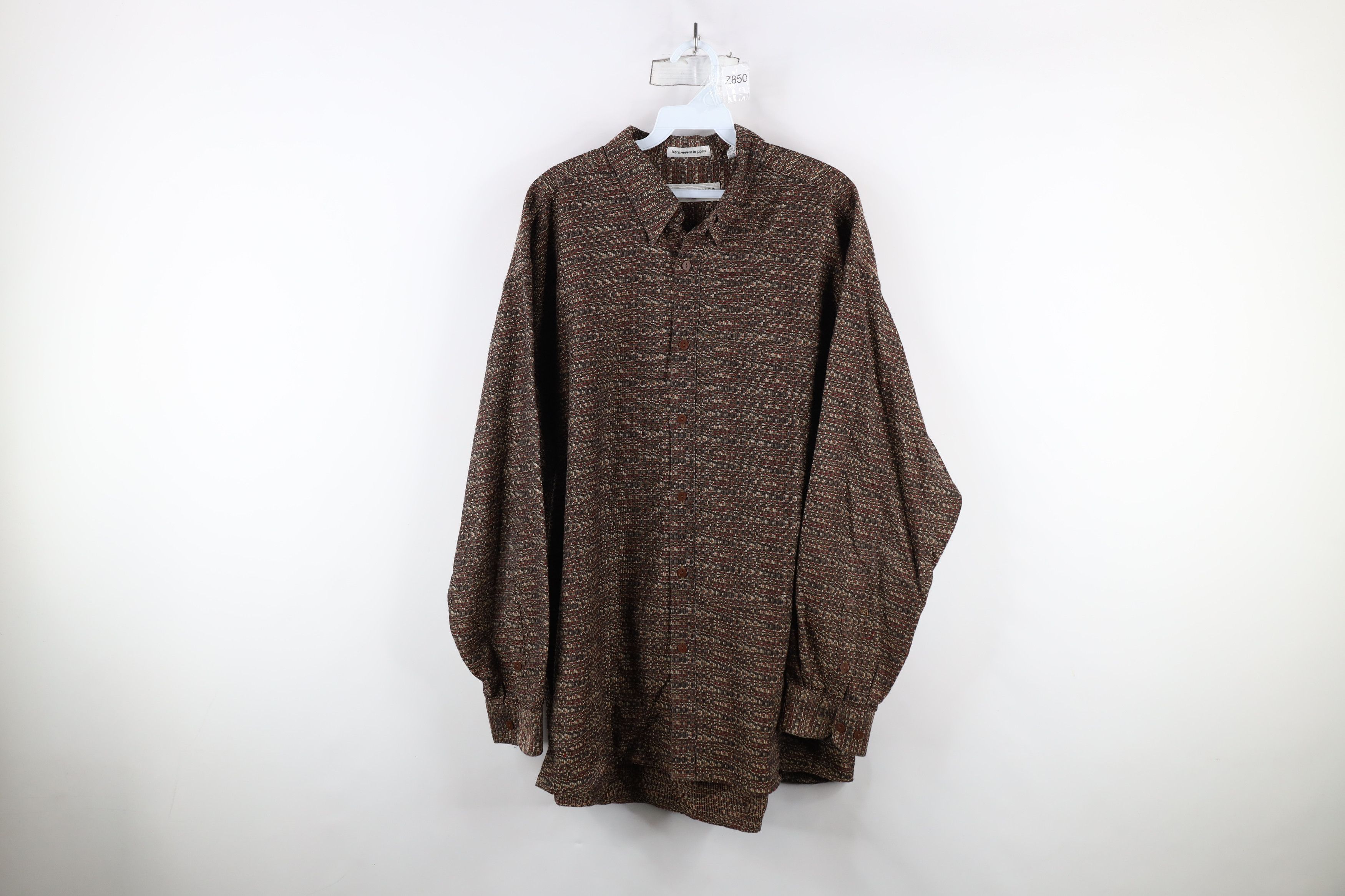 Vintage Vintage 90s Streetwear Jacquard Collared Button Down Shirt Size US XL / EU 56 / 4 - 1 Thumbnail