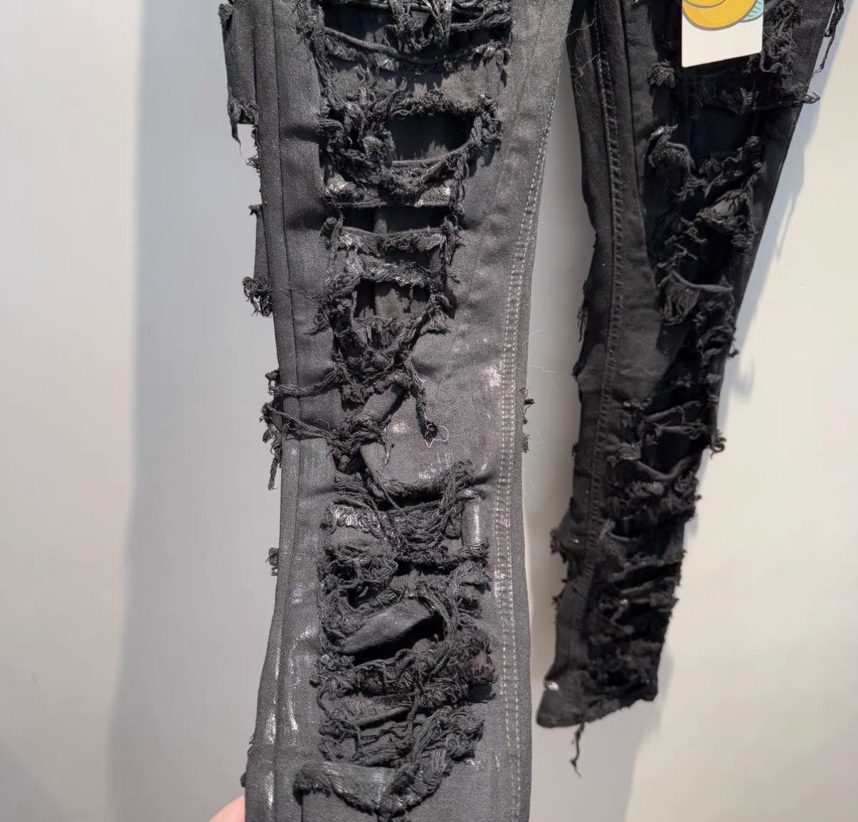 Rick Owens Rick Owens DRKSHDW Distressed Waxed Ripped Long Pants Size US 29 - 3 Thumbnail