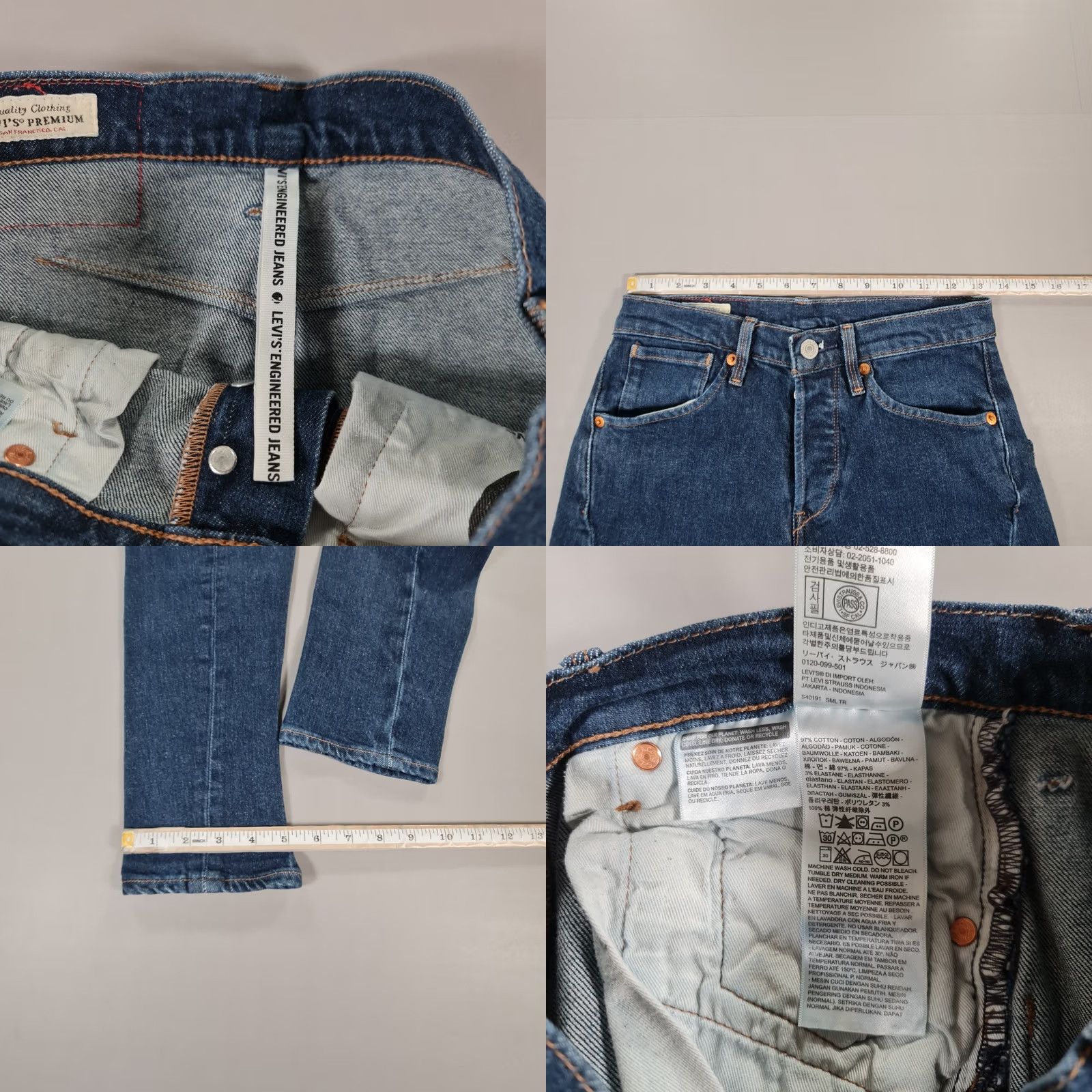 Levi's Levi's Engineered Jeans Men Blue W27 L32 Twisted Leg Premium Denim Slim Tapered Button Fly 5-Pocket Size US 27 - 8 Thumbnail