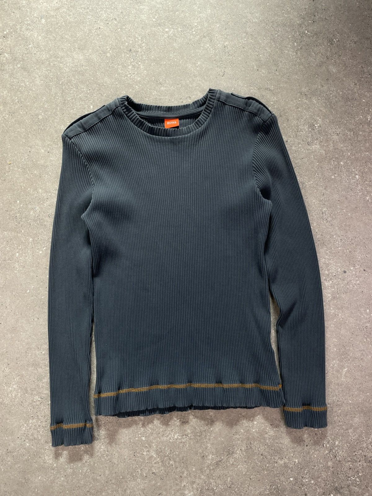 Hugo Boss × Vintage Vintage Y2K Hugo Boss Ribbed Striped Sweater Size L / US 10 / IT 46 - 1 Thumbnail