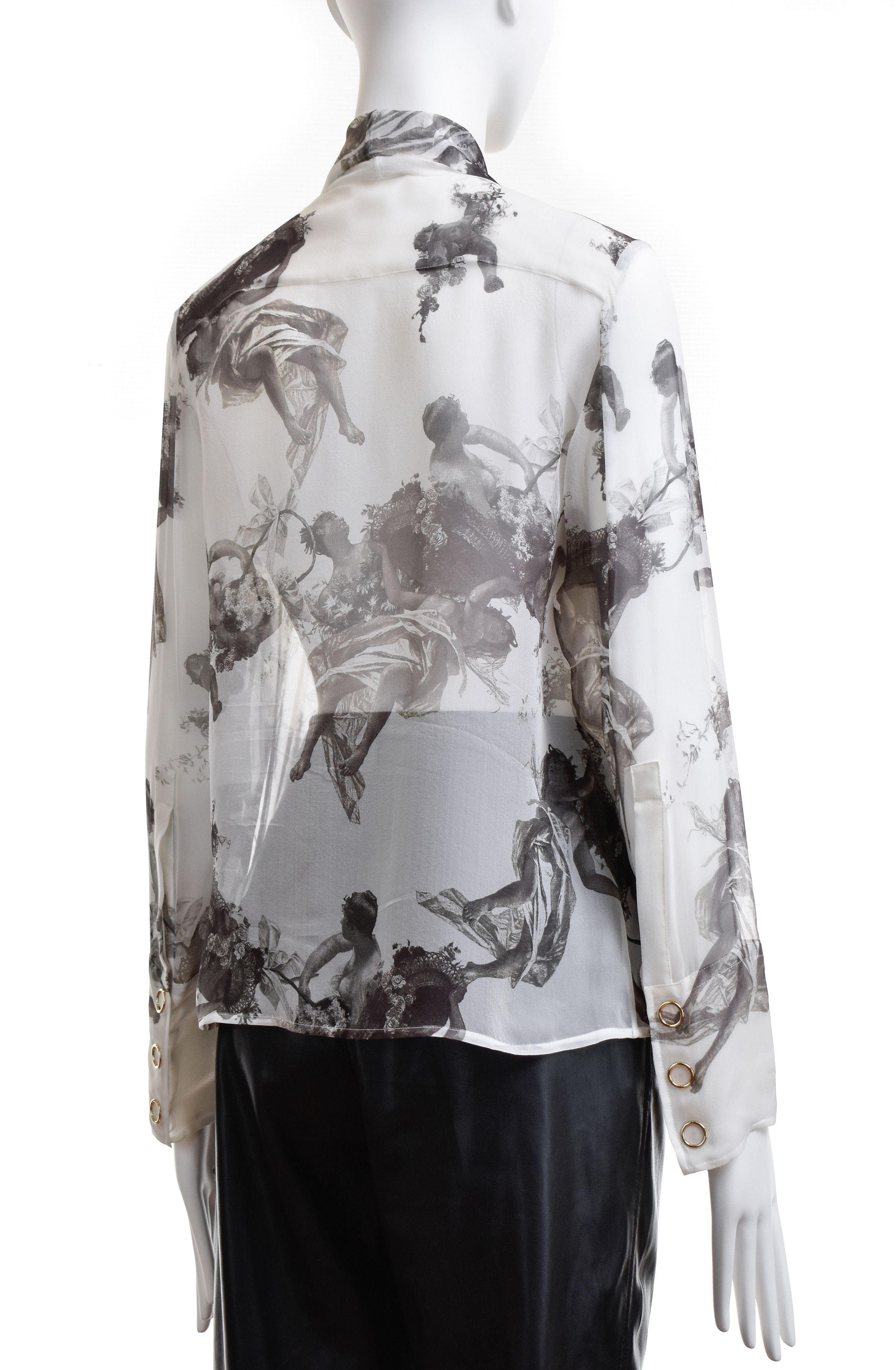 Burberry Silk BURBERRY Sheer Top Shirt Blouse Cupids Print Bow Neck Size S / US 4 / IT 40 - 4 Thumbnail