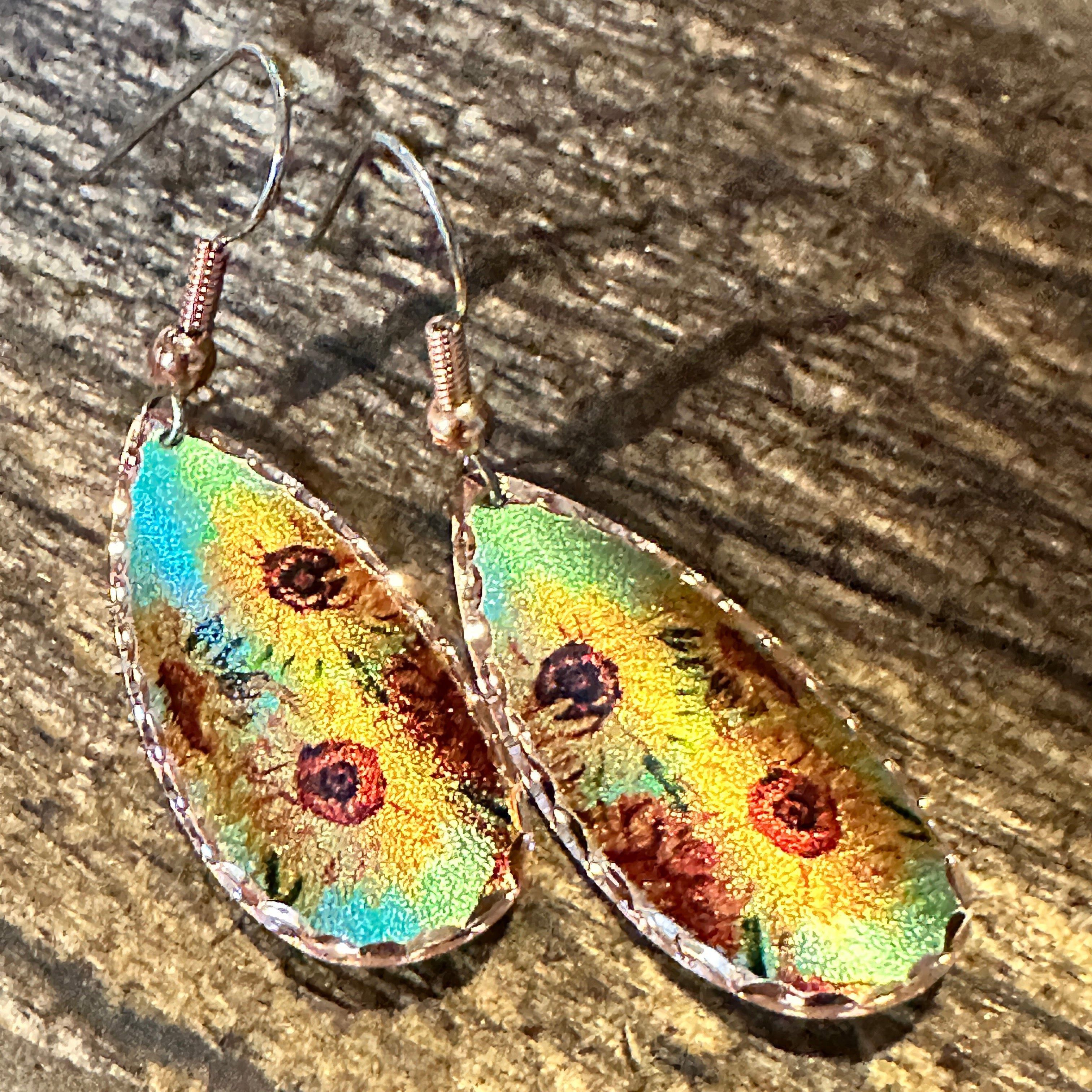 Other Handmade Boho Copper Earrings, Diamond Cut Van Gogh Sunflowe Size ONE SIZE - 9 Thumbnail