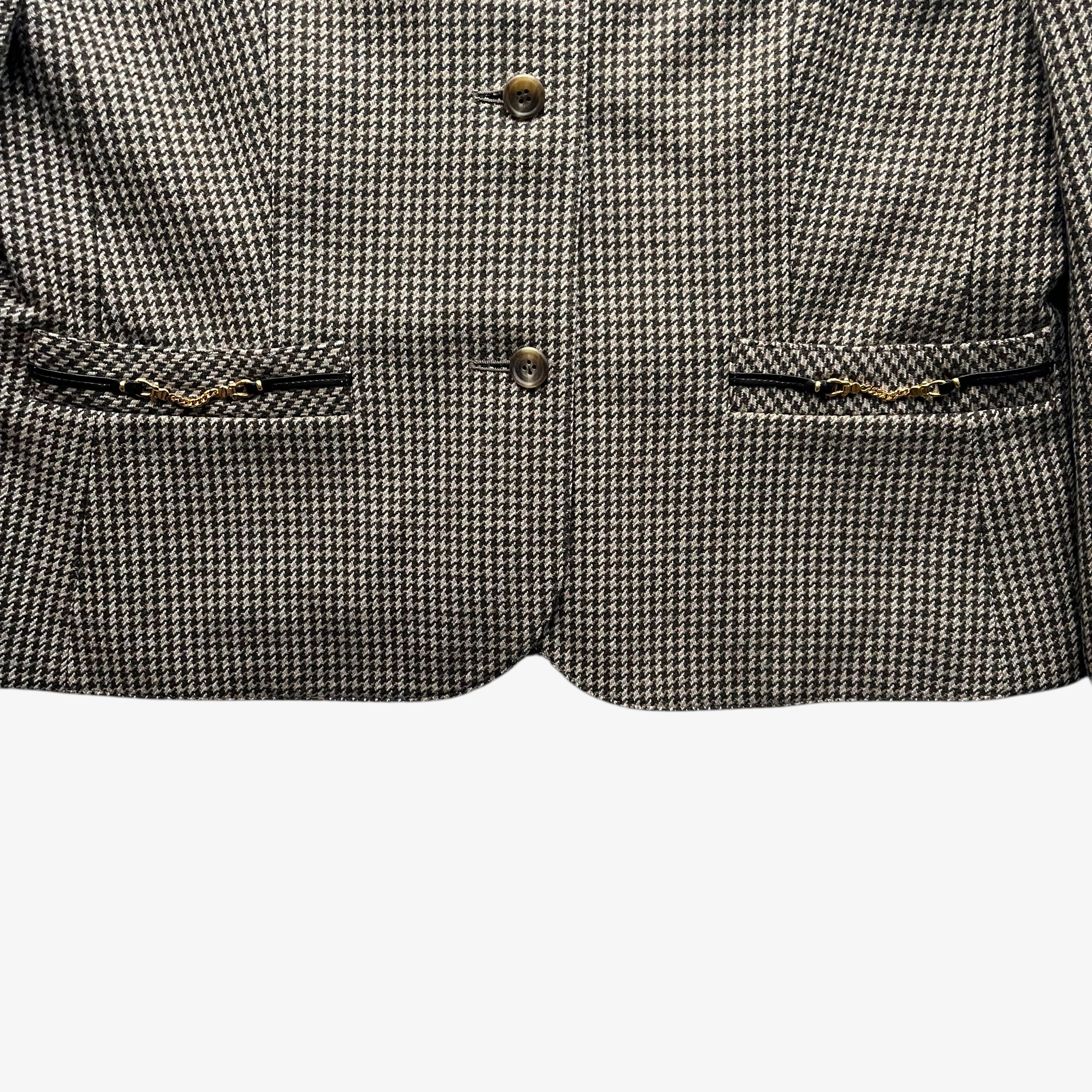 Aquascutum Vintage 80s Women's Aquascutum Houndstooth Check Wool Suit Size L / US 10 / IT 46 - 5 Thumbnail