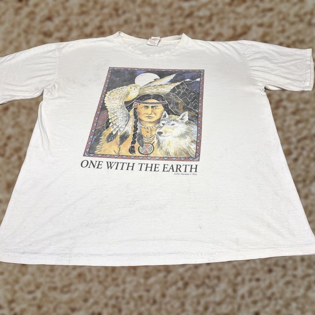 Vintage VINTAGE Maggie's Organic Cotton Shirt Mens 2XL White One With The Earth Tee 90s Size US XXL / EU 58 / 5 - 1 Thumbnail