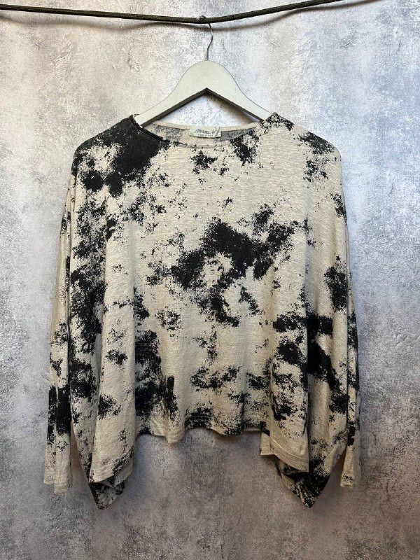 Designer Mama B Kira LS Linen Printed Jersey Jumper Made in Italy Size M / US 6-8 / IT 42-44 - 2 Thumbnail