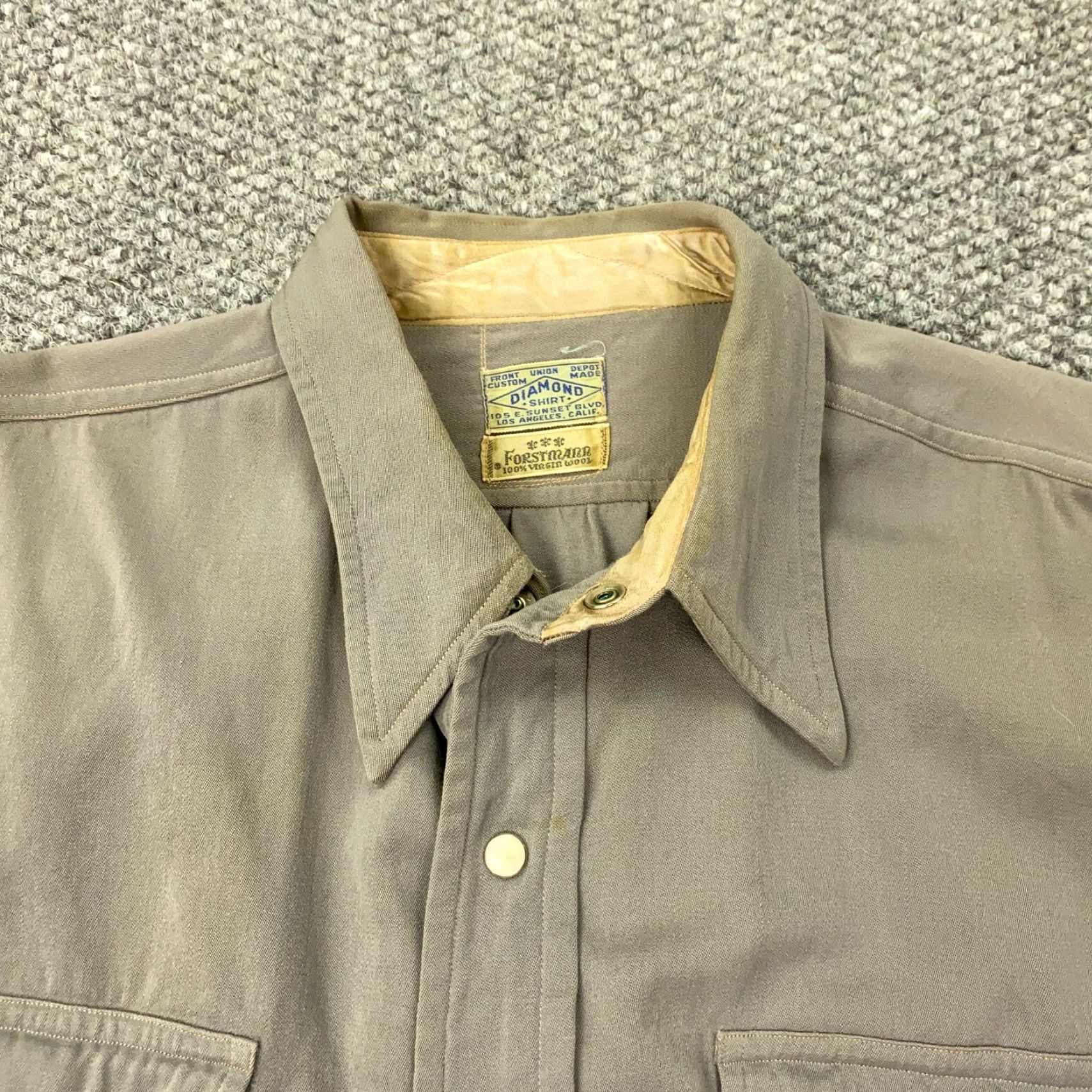 Vintage VINTAGE Diamond Men's Wool Shirt XL Gray 60s Western Snap Button Up Casual Workwear Size US XL / EU 56 / 4 - 4 Thumbnail