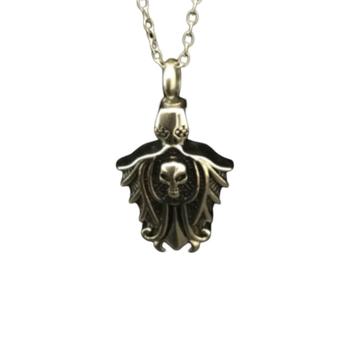 Vintage Ornate skull pendant 22” necklace with inscription Size ONE SIZE - 2 Thumbnail