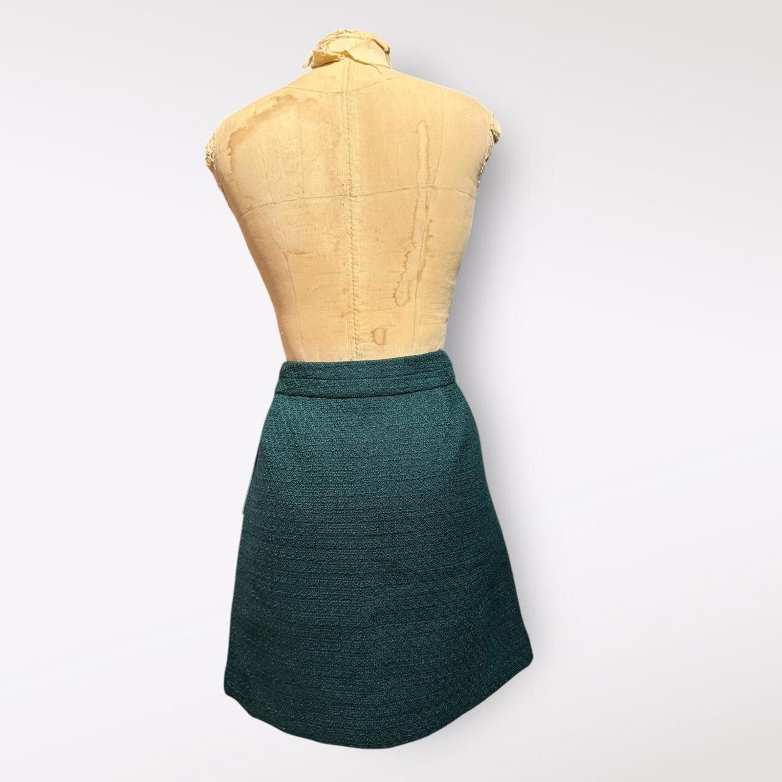 Karl Lagerfeld Karl Lagerfeld Women's Green Tweed Wool Skirt Size 10 Size 32" / US 10 / IT 46 - 3 Thumbnail