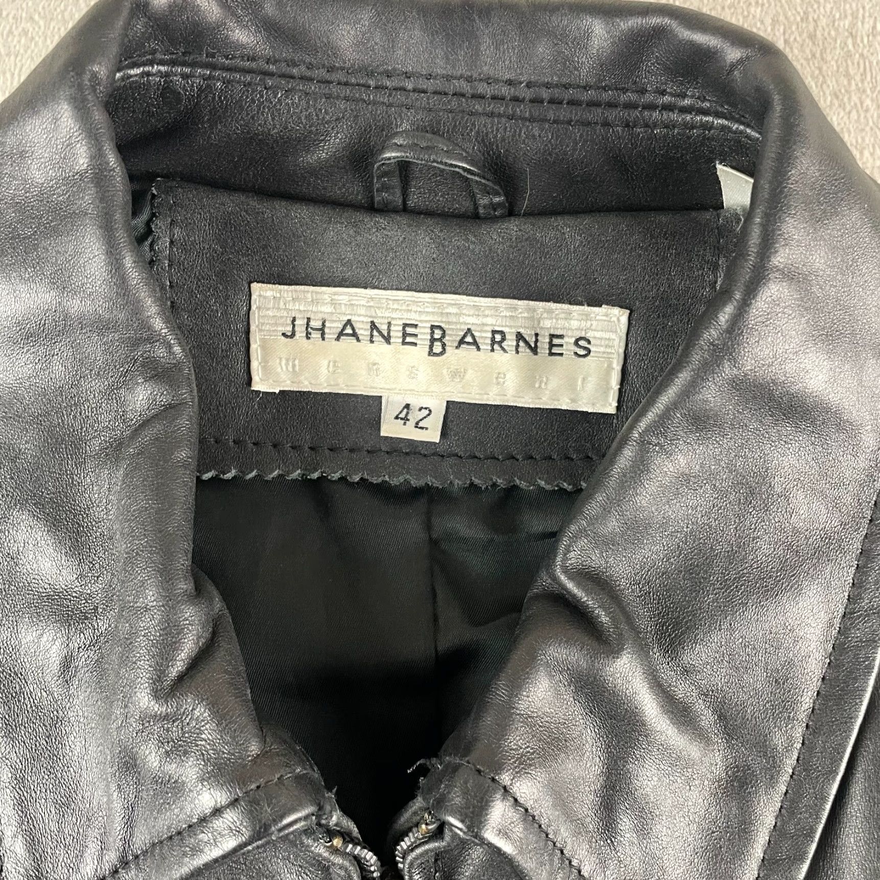 Vintage Jhane Barnes Leather Jacket Men 42 Black Full Zip Lined Premium Designer Coat Jacket Size US XS / EU 42 / 0 - 2 Thumbnail