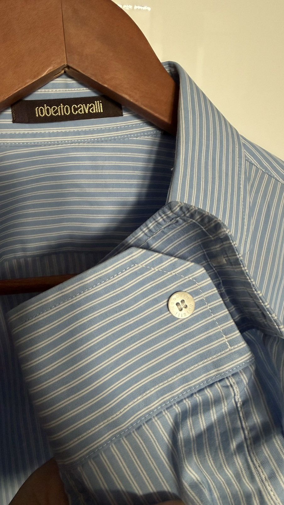 Roberto Cavalli Roberto Cavalli Blue Stripe Shirt Size 43/17 Size US XL / EU 56 / 4 - 5 Thumbnail