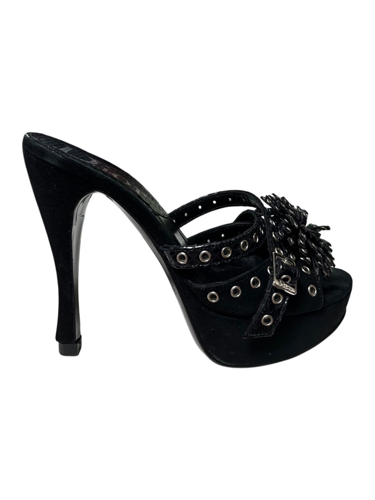 Dior CHRISTIAN DIOR S/S 2003 Suede Grommet Flower Heel Sandals Size US 5.5 / IT 35.5 - 4 Thumbnail
