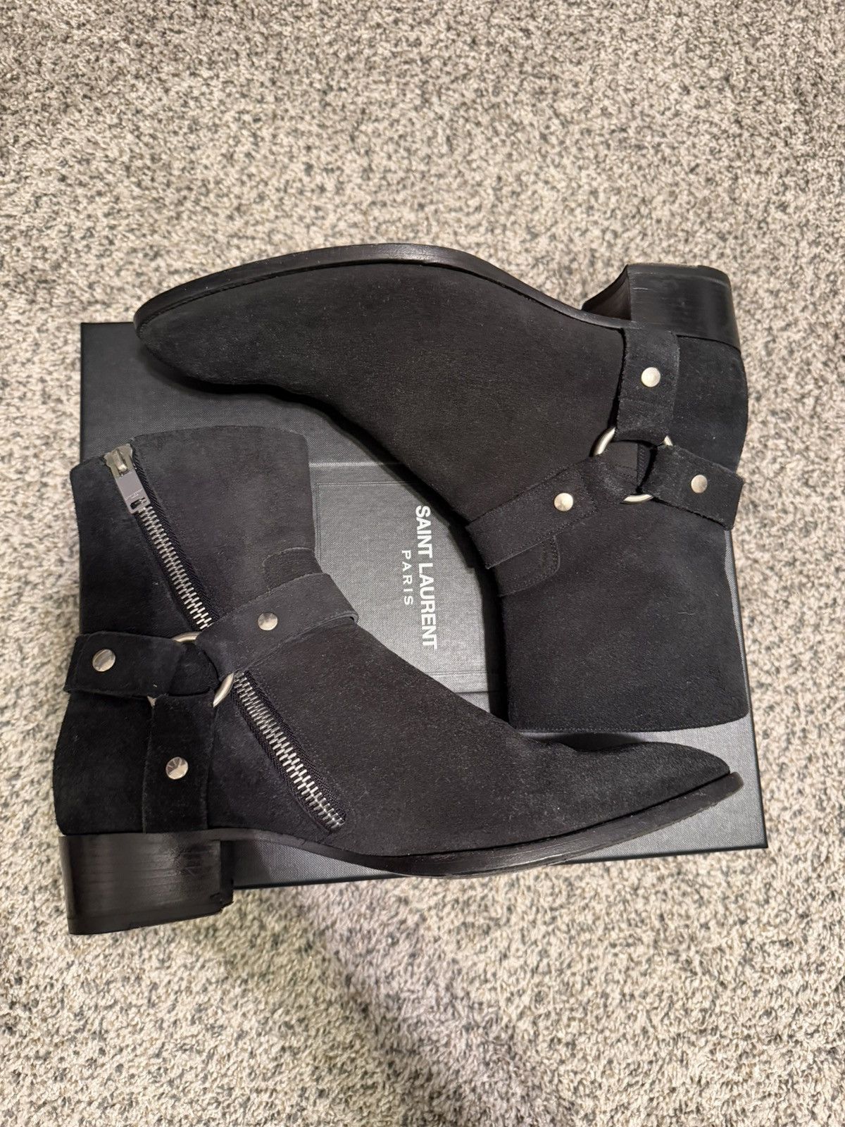 Saint Laurent Paris RARE FW13 Black Suede Harness Boot Size US 10.5 / EU 43-44 - 1 Thumbnail