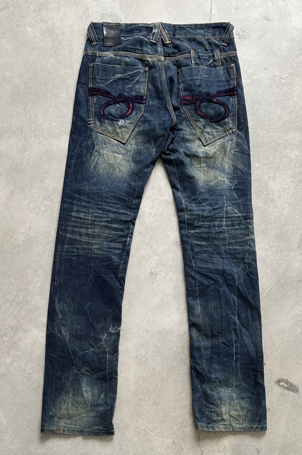 14th Addiction REDPEPPER FADING TATTOO LONG FLARED JEANS Size US 34 / EU 50 - 9 Thumbnail