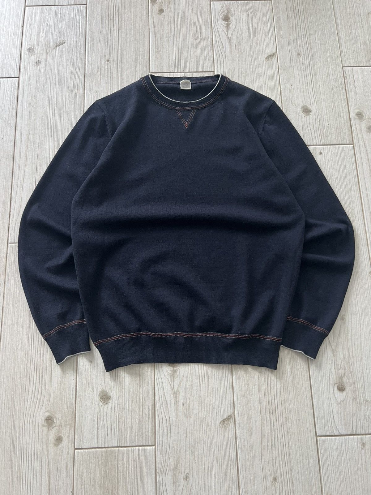 Eleventy Eleventy Decorative Stitching Sweater Blue Wool Medium Size US M / EU 48-50 / 2 - 11 Thumbnail