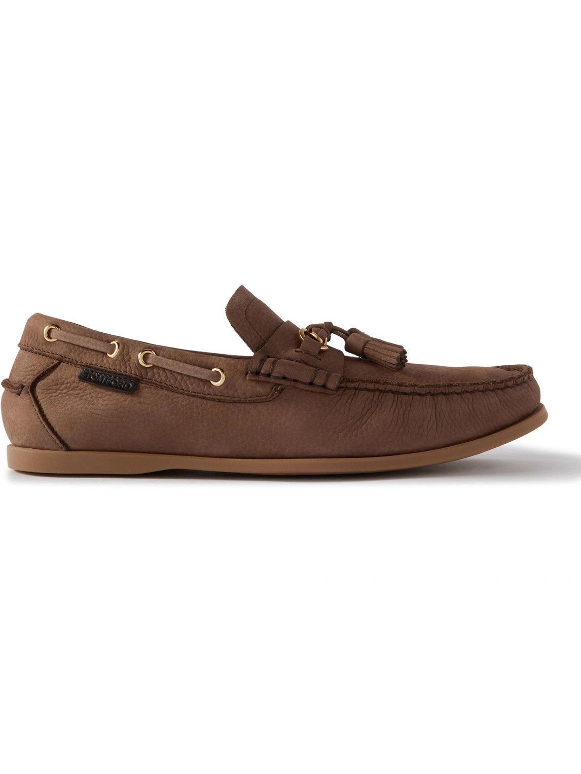 image of Tom Ford O1Loc1C0424 J1342R Robin Full-Grain Nubuck Loafers In Brown, Men's (Size 9)
