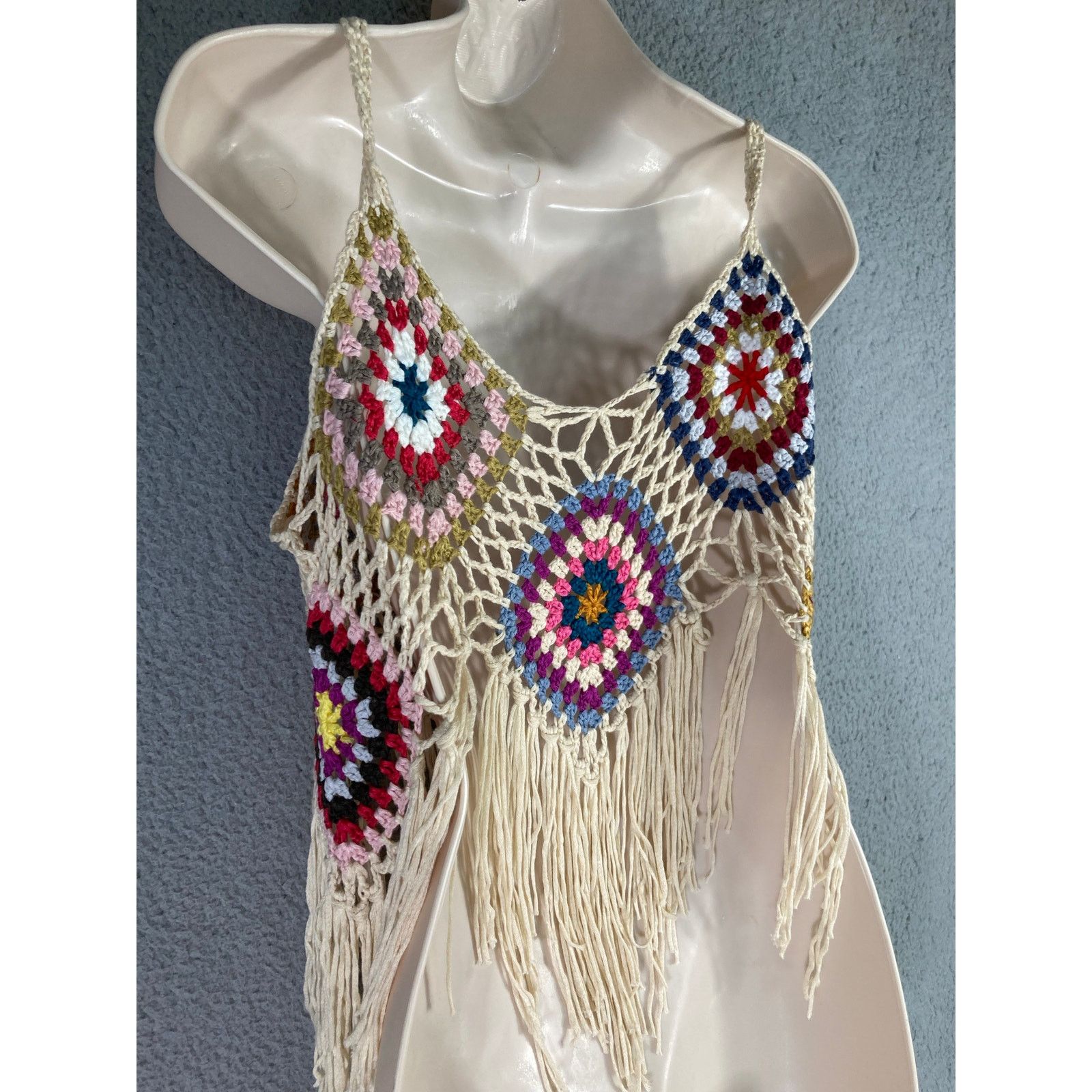 Other Women's Multicolor Crochet Boho Tassel Crop Cami Size M Size M / US 6-8 / IT 42-44 - 5 Thumbnail