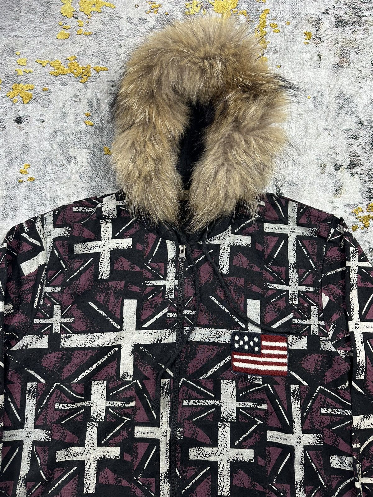 Yasuyuki Ishii USA AOP BRITISH FUR ZIPHOODIE IFSIXWASNINE LGB STYLE Size US M / EU 48-50 / 2 - 4 Thumbnail