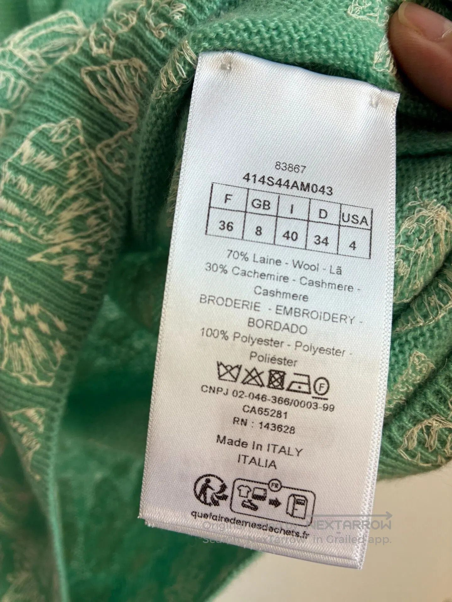 Dior Dior Mint Green Butterfly Embroidery Knit Top. Size XS / US 0-2 / IT 36-38 - 6 Thumbnail