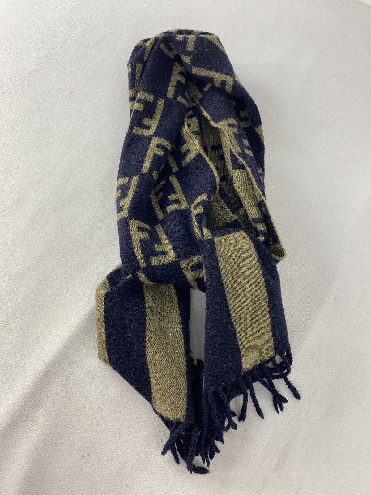 Fendi Fendi Cravatte 100% Wool FF Nova Checked Monogram Scarf Size ONE SIZE - 1 Thumbnail