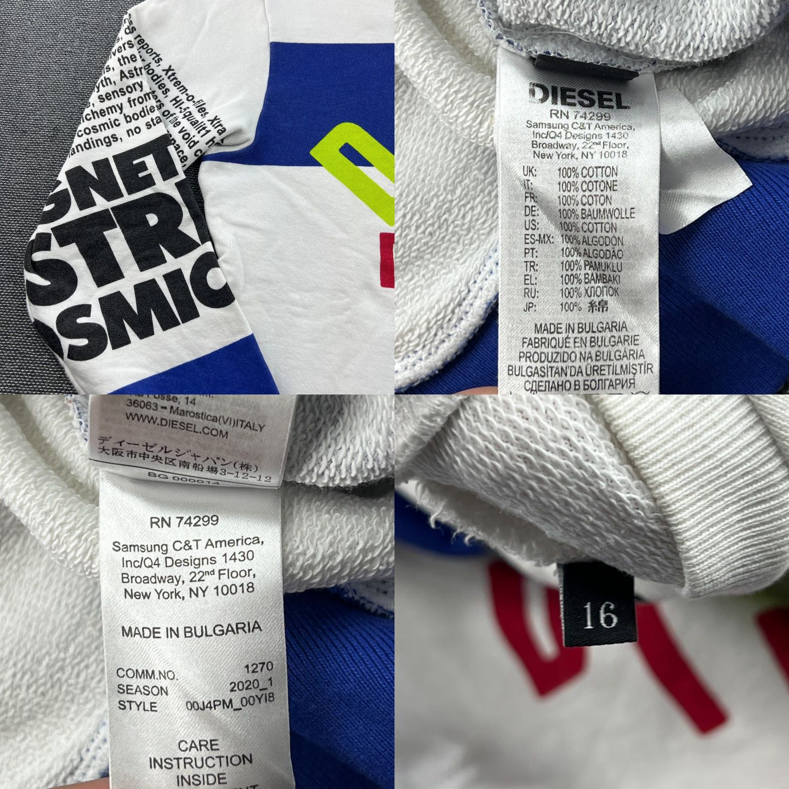 Diesel DIESEL Sweatshirt Mens Size S Multicolor Cotton Canvas Round Neck Long Sleeve Pullover 16 Size US S / EU 44-46 / 1 - 8 Thumbnail