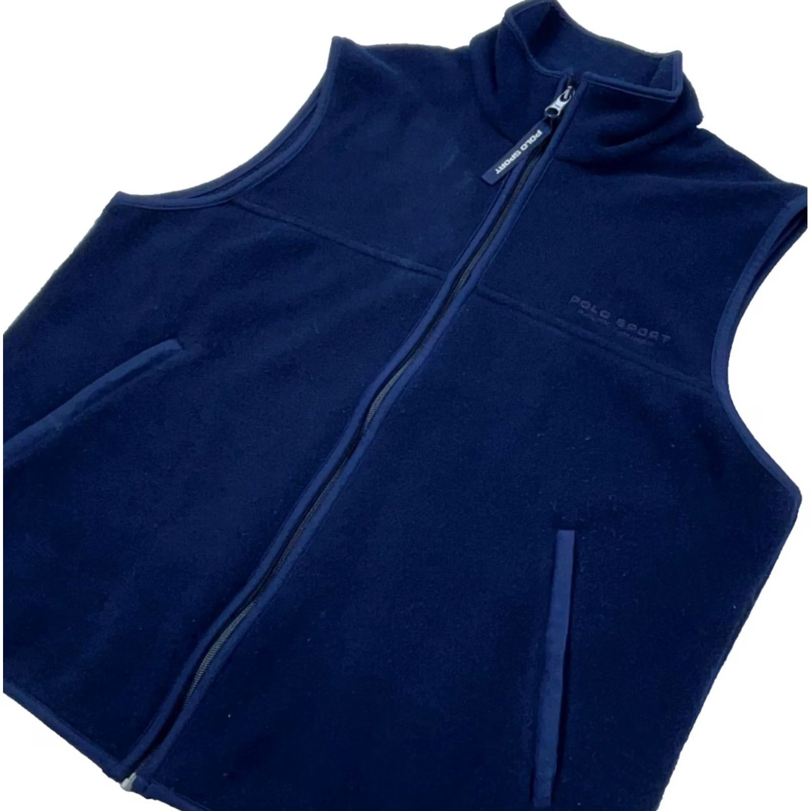 Ralph Lauren VINTAGE Ralph Lauren Vest Men M Navy Blue Fleece Zip Mock Neck Cotton Polyester Jacket Polo Golf Size US M / EU 48-50 / 2 - 2 Thumbnail