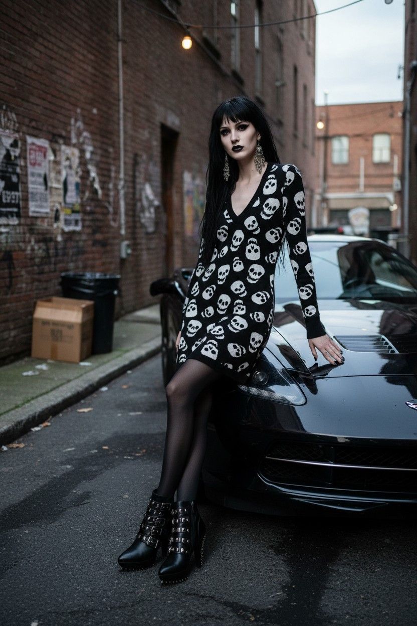 Other Sourpuss Lust for Skulls Streetwear mini dress Size M / US 6-8 / IT 42-44 - 1 Thumbnail