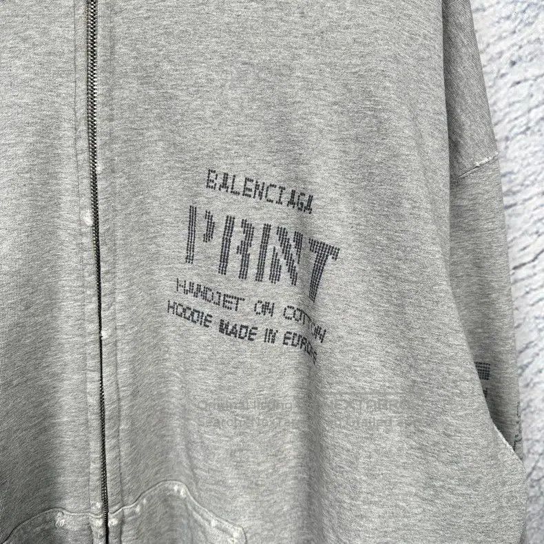 Balenciaga Balenciaga Gray distressed zipper hooded sweater jacket Size US L / EU 52-54 / 3 - 5 Thumbnail