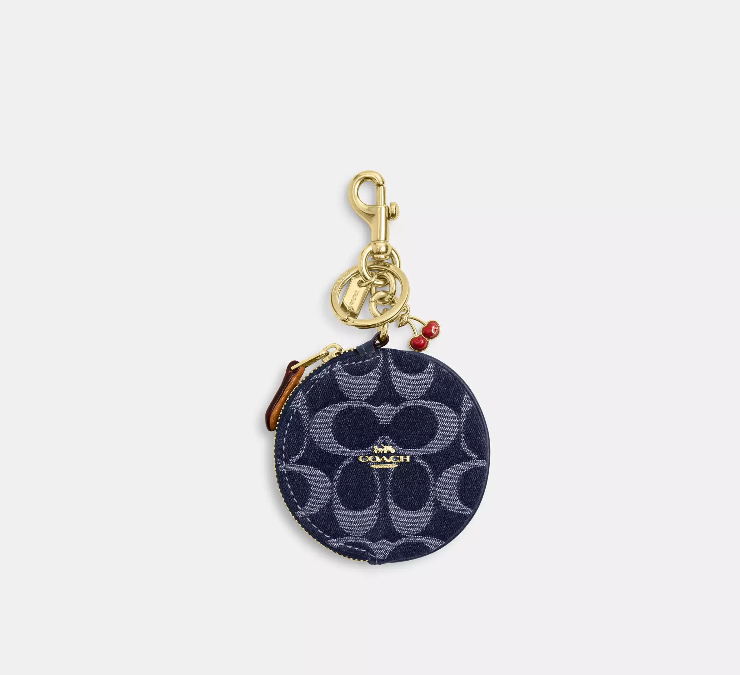 Coach Circular Coin Pouch Bag Charm In Signature Denim CZ256 Size ONE SIZE - 4 Thumbnail