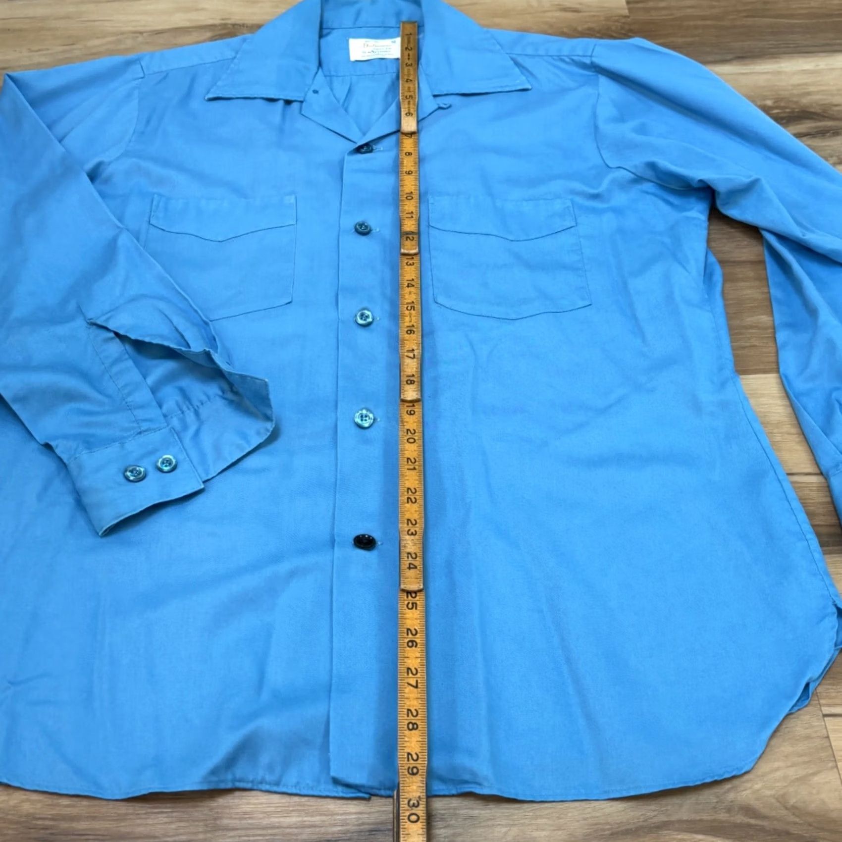 Arrow VINTAGE Arrow Gabardine Shirt Mens M Blue Sailor Collar Board Shirt Long Sleeve Casual/Formal Regular Fit Size US M / EU 48-50 / 2 - 6 Thumbnail