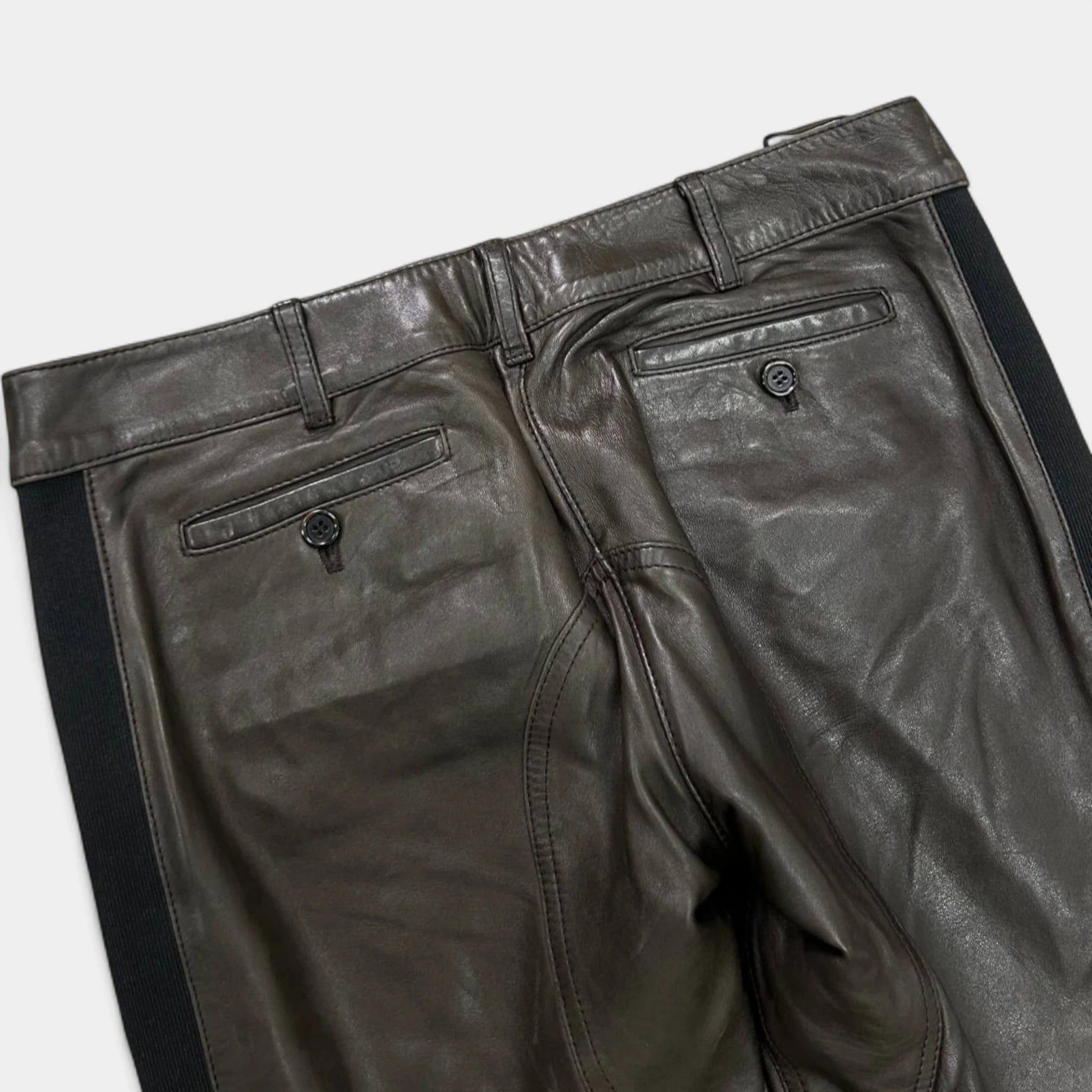 Prada 2000s Prada Brown Motorcycle Leather Pants Size US 30 / EU 46 - 6 Thumbnail